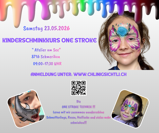 Kinderschminkkurs One Stroke in unserem Atelier