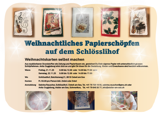 Papierschöpfen Schlösslihof Weihnachtskarten Selbermachen