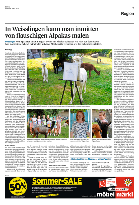 Weisslingen Alpaka Malkurse Malen mit Tieren